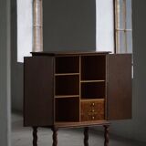 Swedish Grace, Geometric Oak Armoire, Thysells Furniture, Art Deco, 1940s