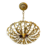 Suspension vintage Palwa en laiton massif & cristal