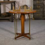 Pair of brass and Bohemian crystal wall lights in the style of Jean Royère, 1940s