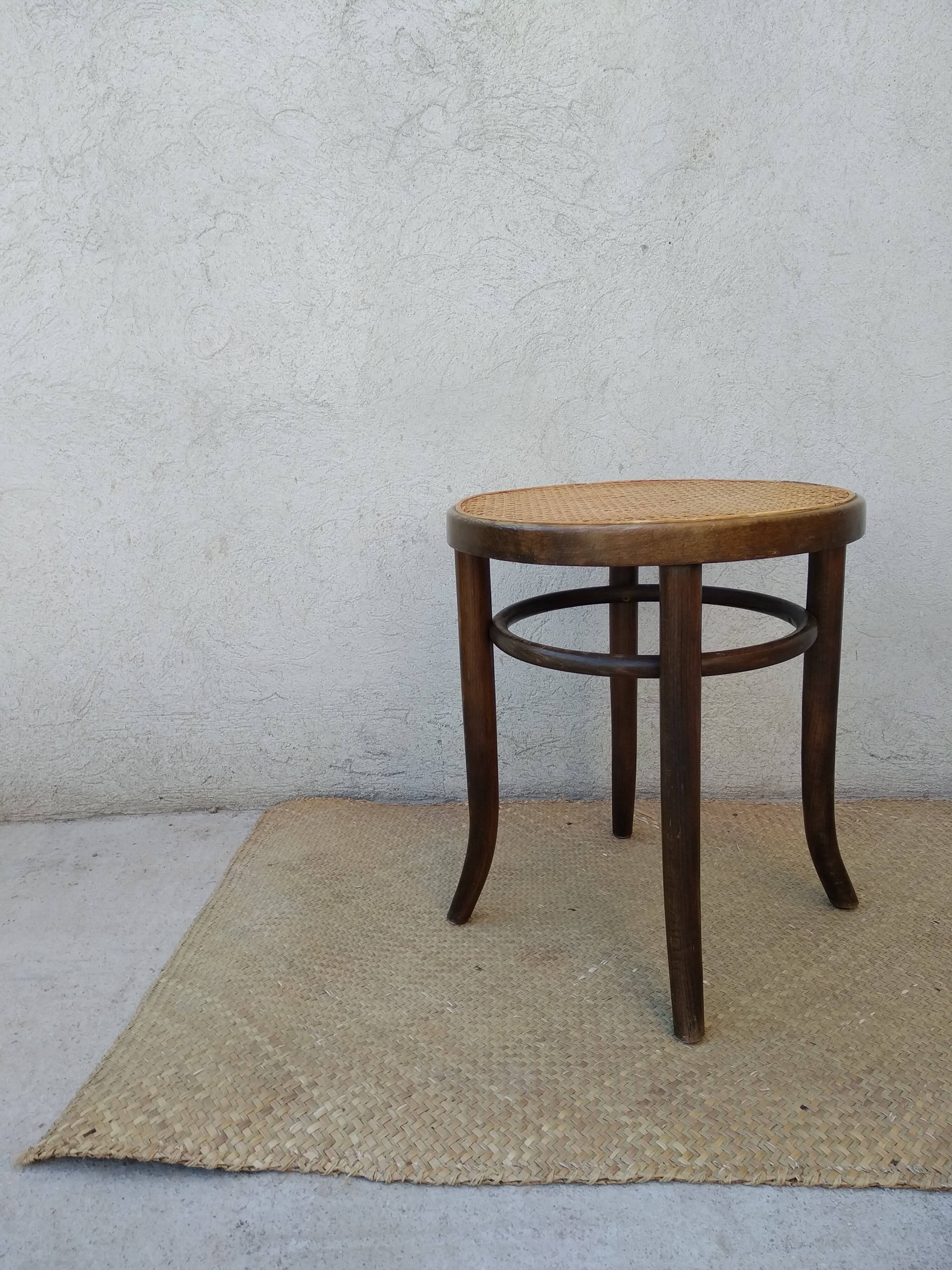 Curved wood cane bistro stool