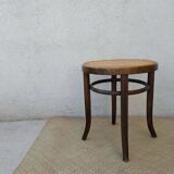 Curved wood cane bistro stool