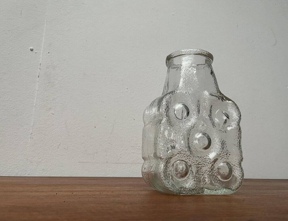 Vintage German glass vase model on the rocks by Lars Hellsten for Walther Glas, 1970s.