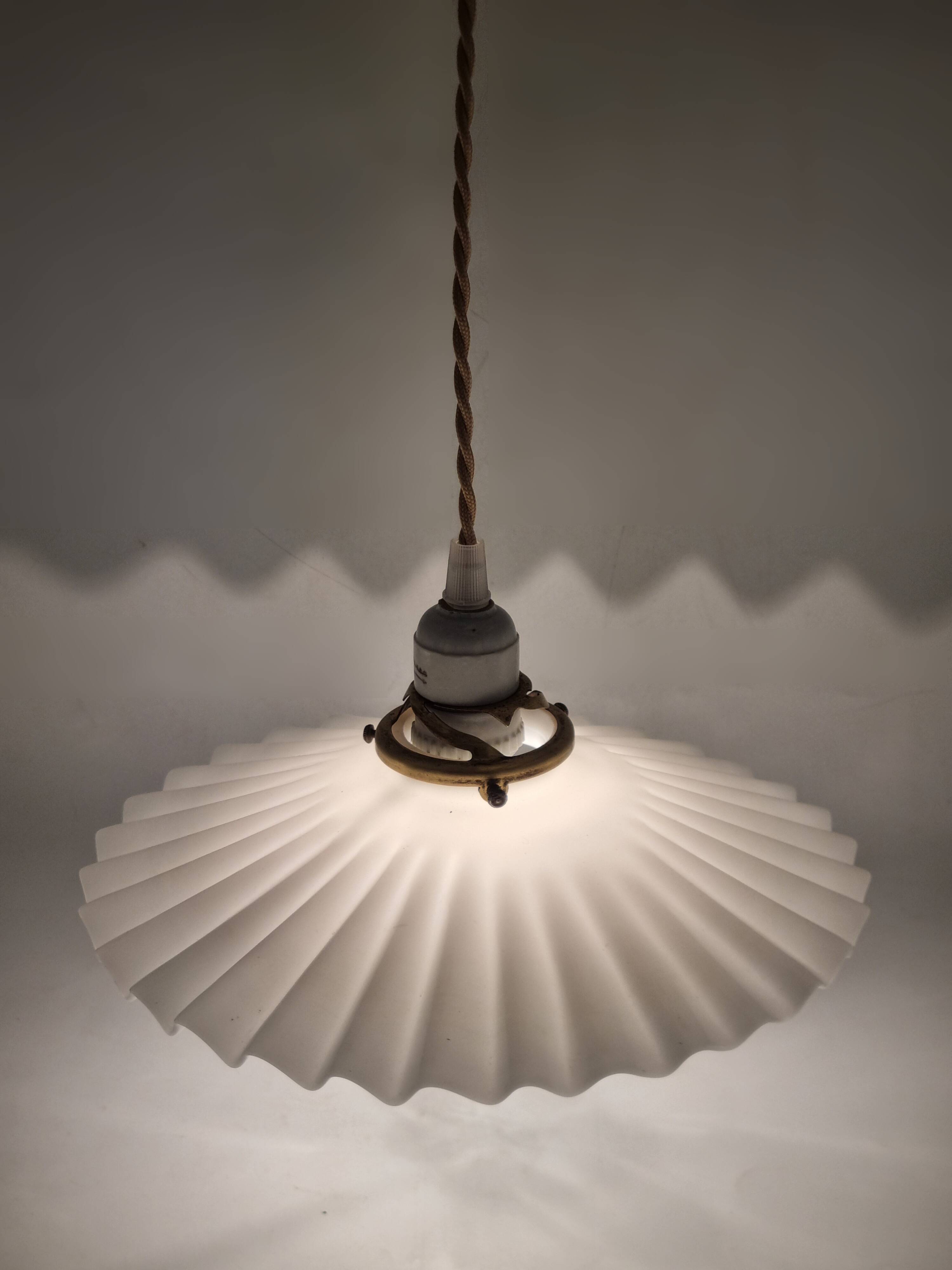 Opaline glass pendant light