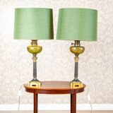Vintage Pair of Table Lamps in a Classical Style with Decorative Bases and