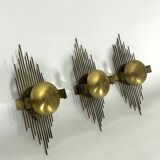Mid-Century Set of three gilded metal sconces. Italy 1950s