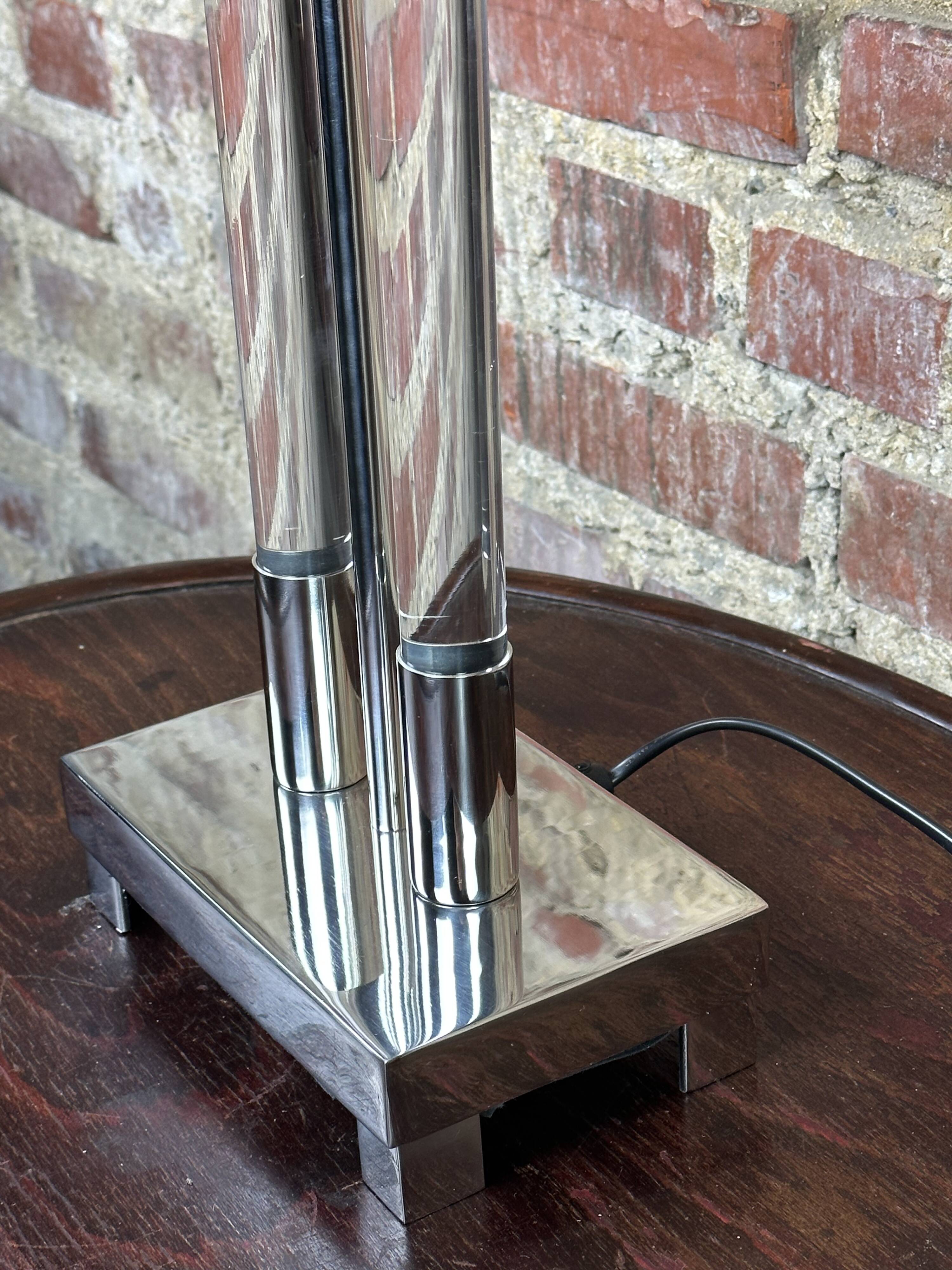 Designer lamp in chrome metal and Altuglass 1990s Ht 85 cm