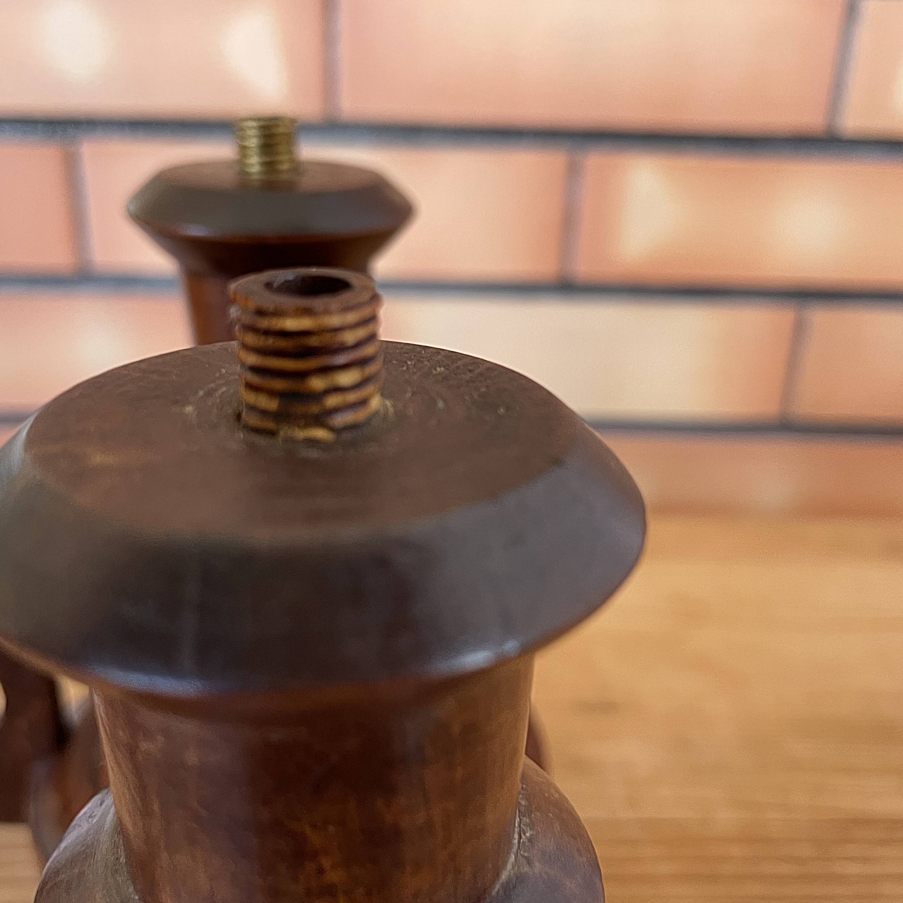 Pair wooden table lamps with handles