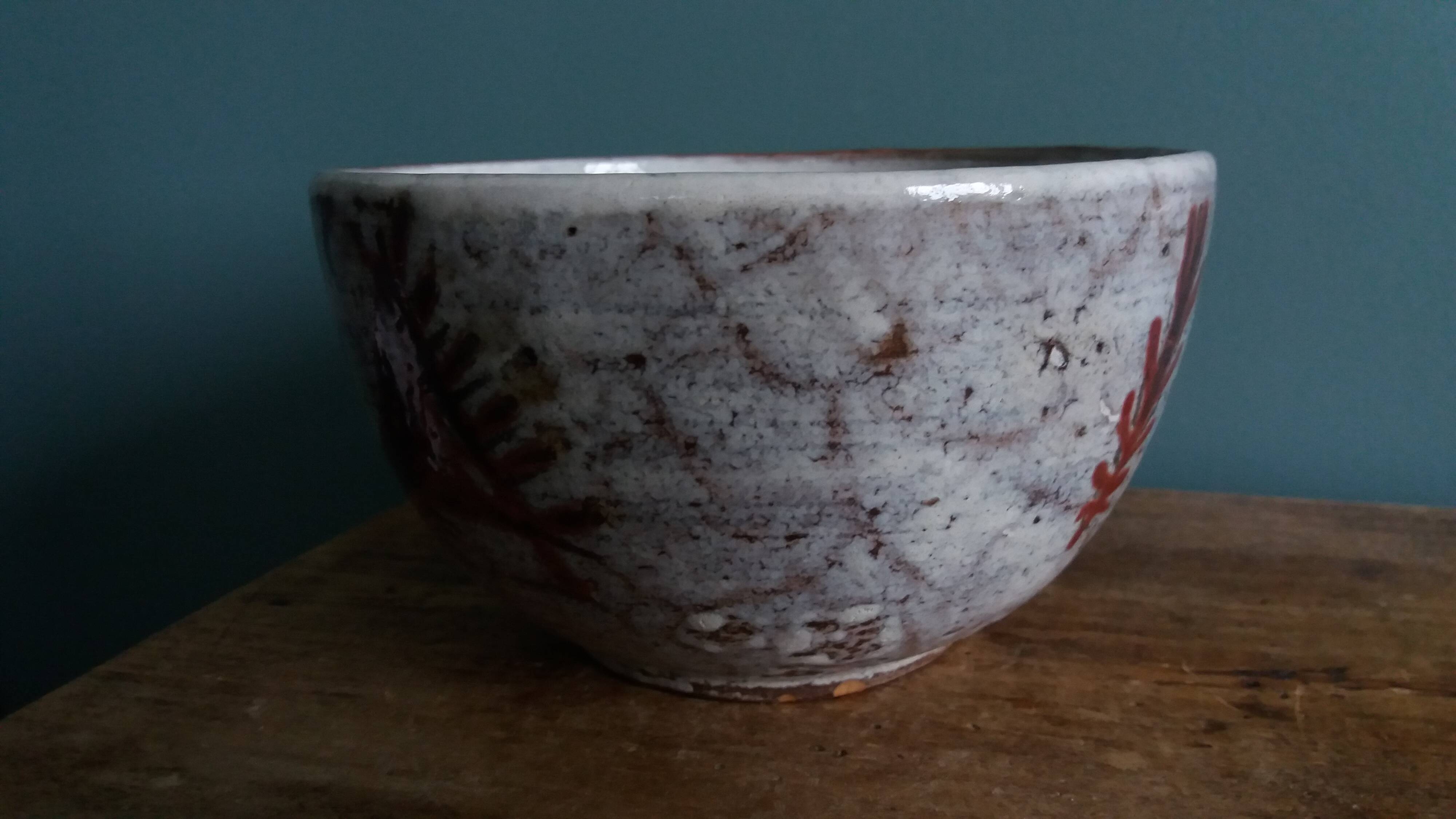 Empty pocket bowl signed Le Murier Gustave and Micheline Reynaud, Vallauris