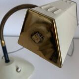 Vintage 1950s desk lamp for children, cream and gold bedside lamp - 23 cm
