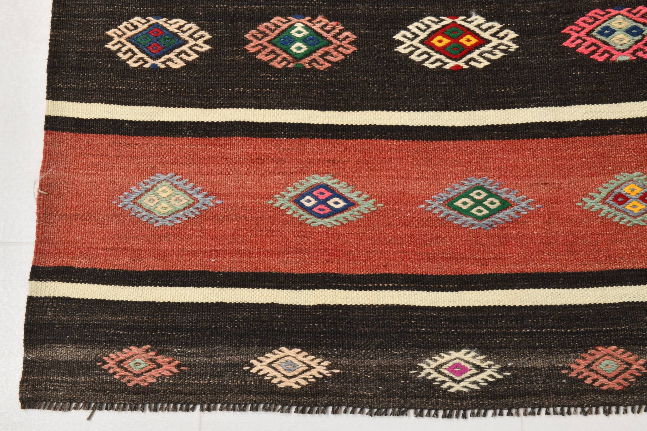 6x9 Red Cream Handmade Wool Vintage Rug, 178x274Cm