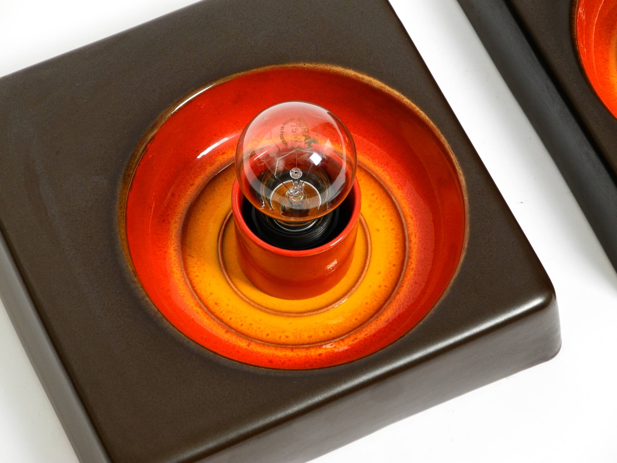 Two beautiful original 1970s Space Age ceramic wall lamps