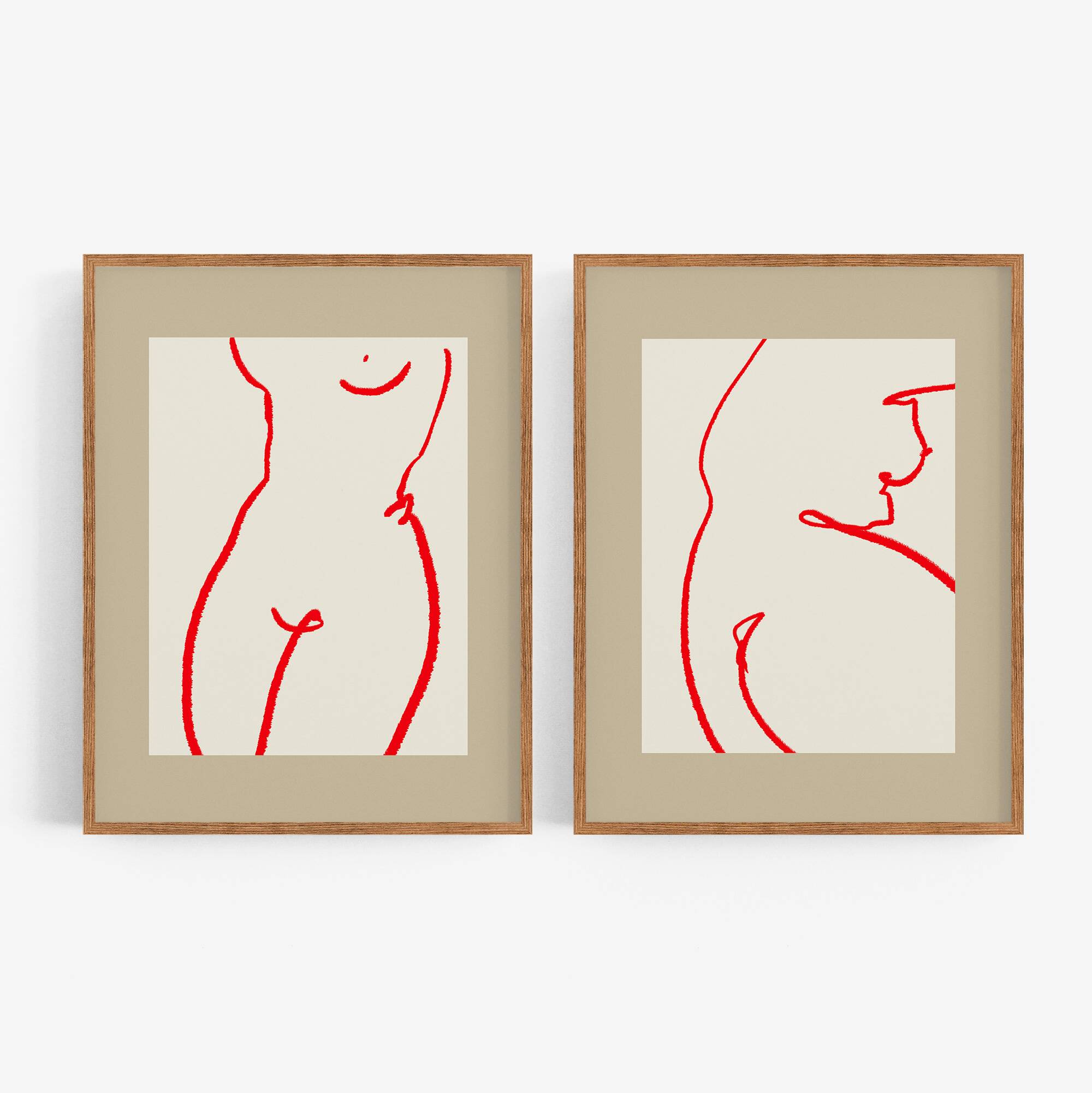 Pair of prints, female silhouette wall art. Set of two, 50x70cm