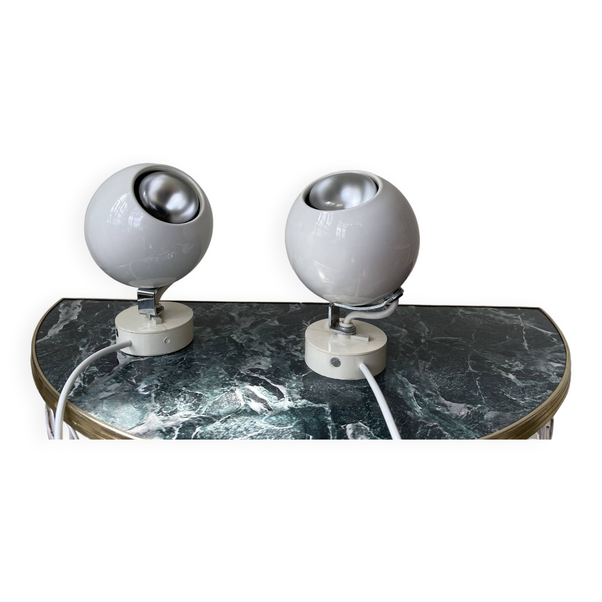 Pair of 1960s eyeball wall lights