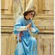 Large altar angel 42.5 cm plaster church statue sulphide eyes XIX