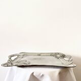 Antique Art Nouveau Pewter Tray, Tulip Design Serving Tray,  France, 1980s