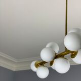 Italian opalglass and brass bubble lamp 1950