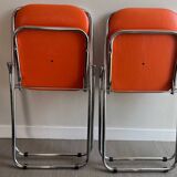 Vintage chrome folding chairs / orange leatherette Soudexvinyl