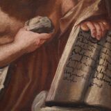 Antique religious painting from the 17th century, Penitent Saint Jerome