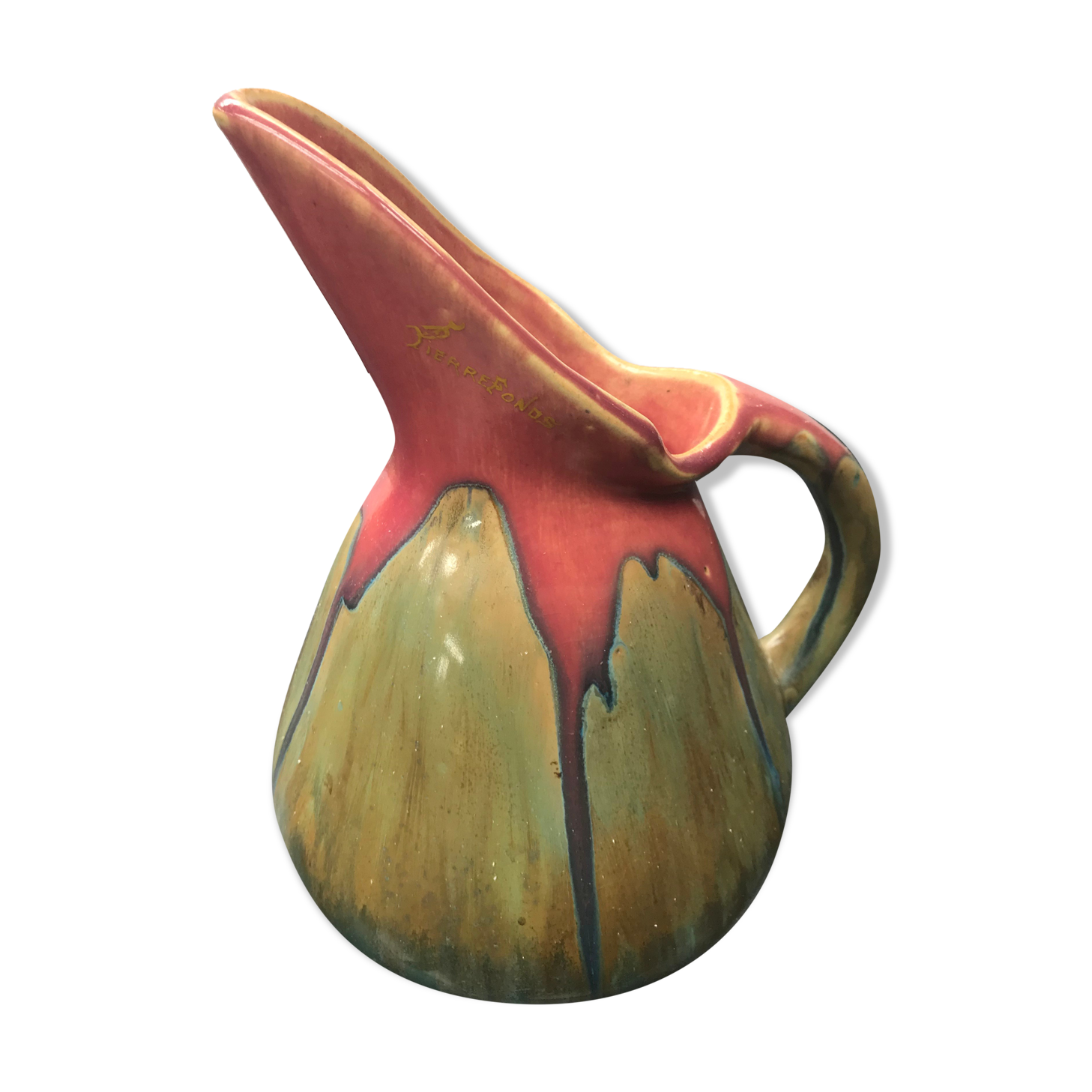 Former pitcher bec ceramics rose - vintage blue