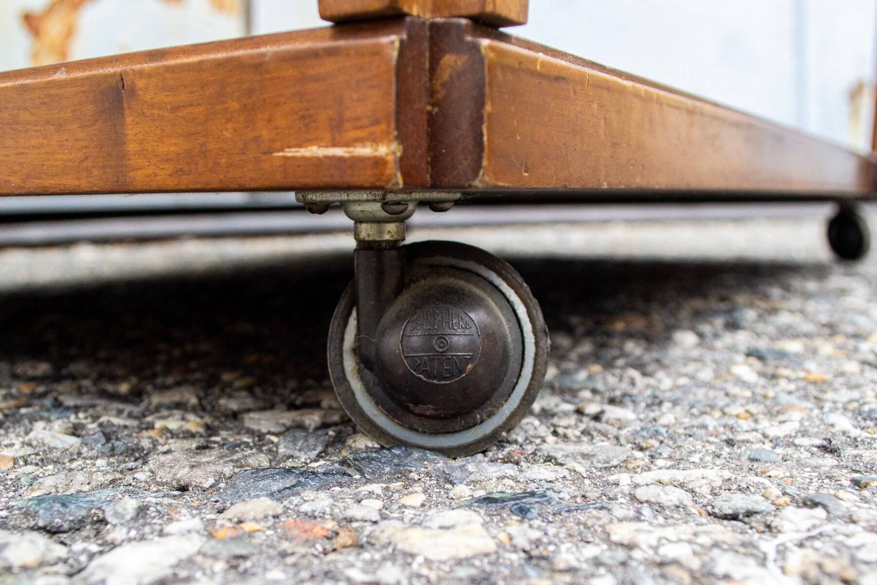 Wooden and chrome-plated metal bar cart, 1950s