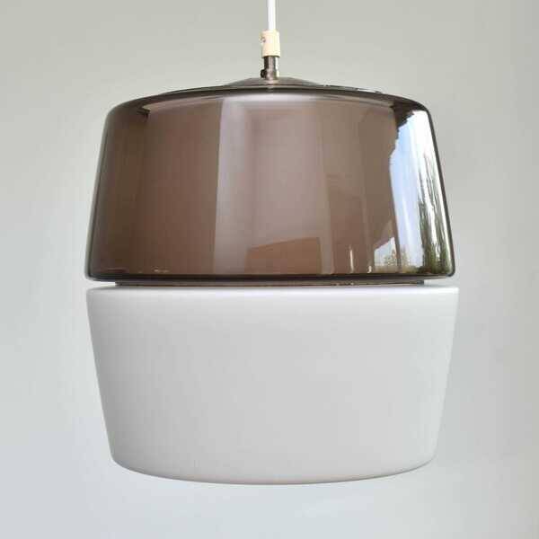 Suspension en verre fumé Peill & Putzler des années 1960, moderne du milieu du siècle, moderniste | lampe de plafond vintage MCM en bloc de couleur violet améthyste