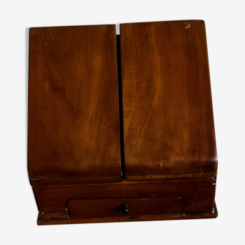 Old cabinet door documents box storage vintage walnut mail