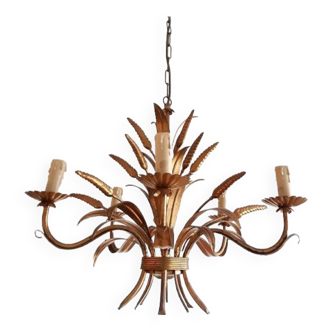 Hollywood Regency style ear of wheat chandelier, circa 1960