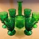 Old vintage molded glass glasses and decanter