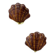 Pair of shell-shaped wicker wall sconces – rattan & brass, circa Italy 1970