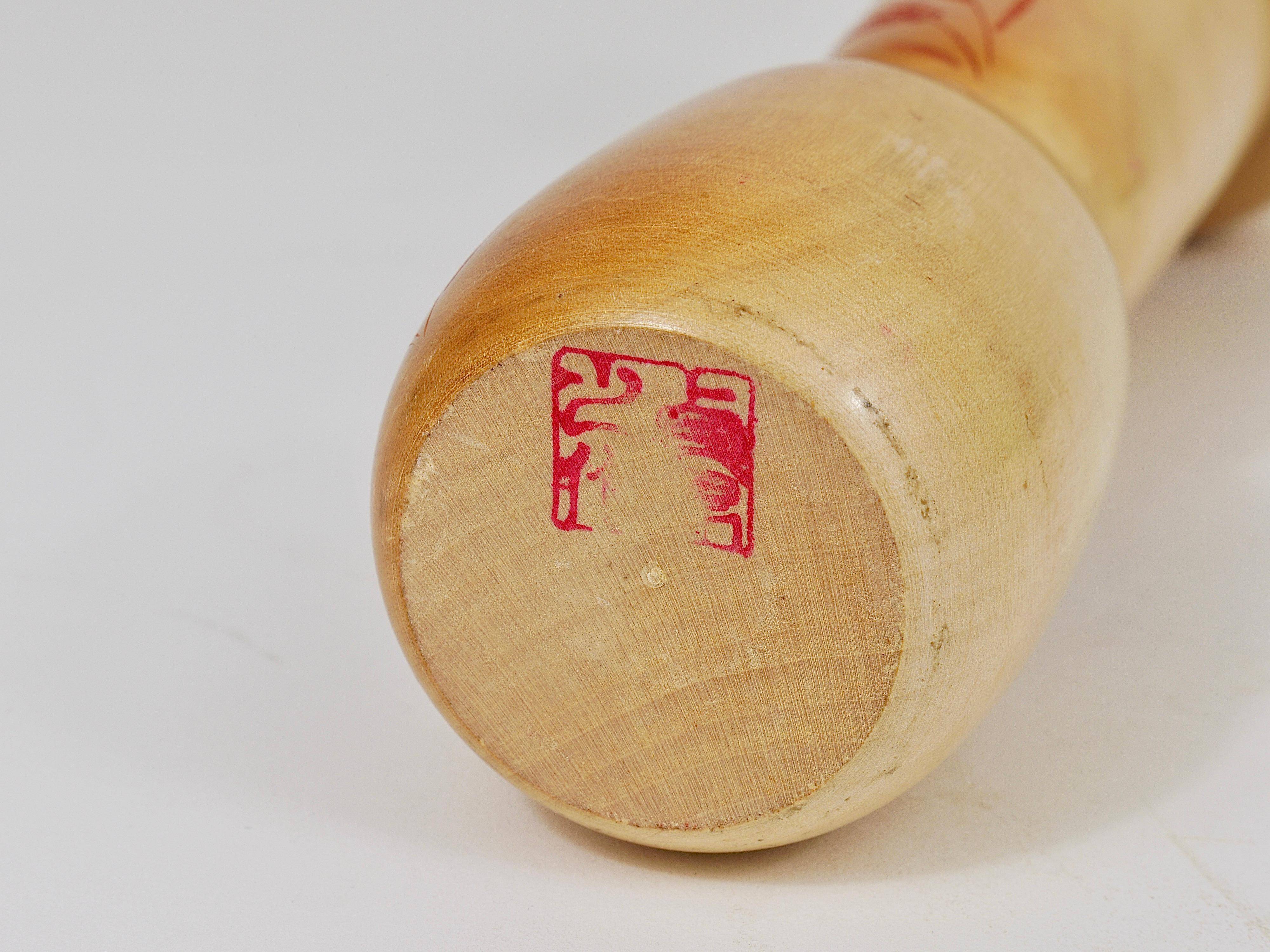 Decorative Kokeshi doll sculpture by Sadao Kishi from Japan, hand-painted.