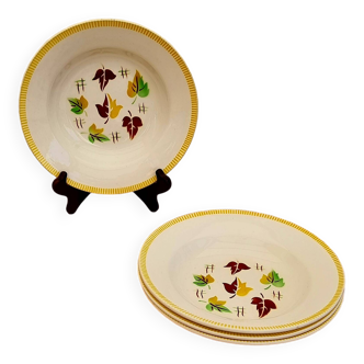 Lot de 4 assiettes creuses Digoin Sarreguemines modèle Sirocco