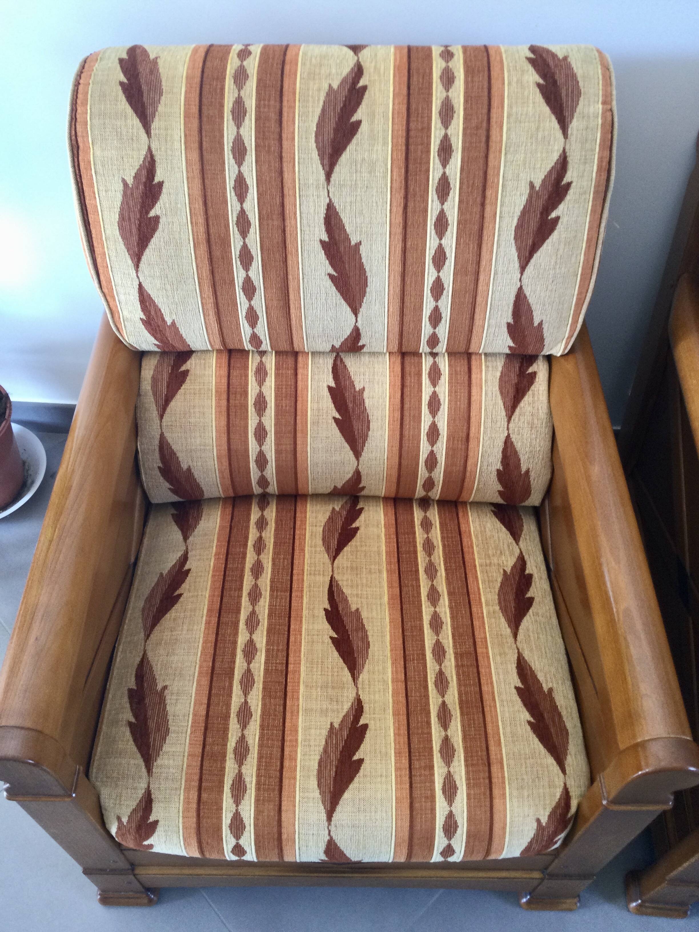 Jacques Leleu - Pair of Armchairs in Cherry Wood