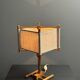 Midcentury Scandinavian pine table lamp with square fabric shade, 1970s
