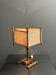 Midcentury Scandinavian pine table lamp with square fabric shade, 1970s