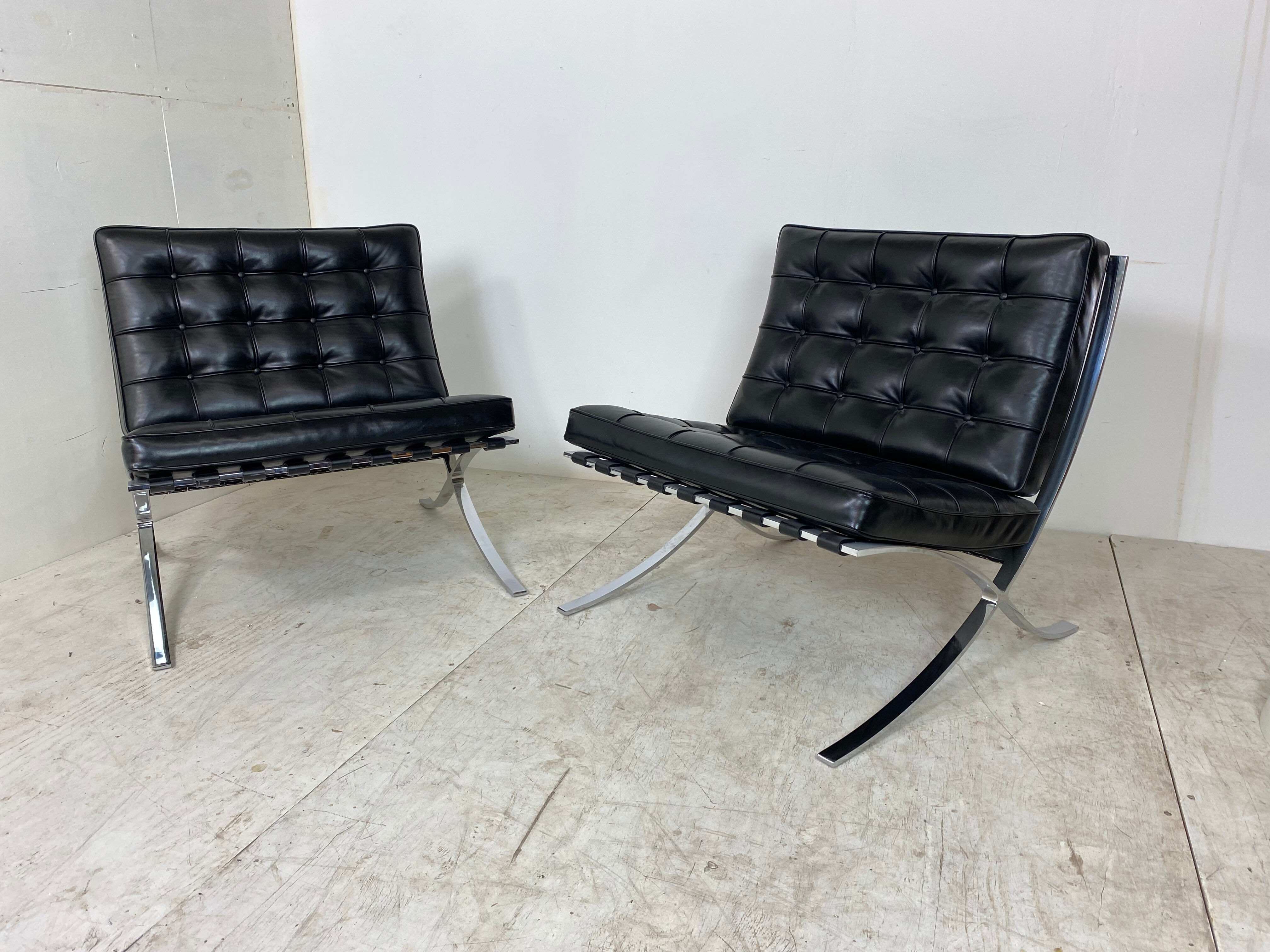 Pair of chairs Barcelona vintage Ludwig Mies Van der Rohe