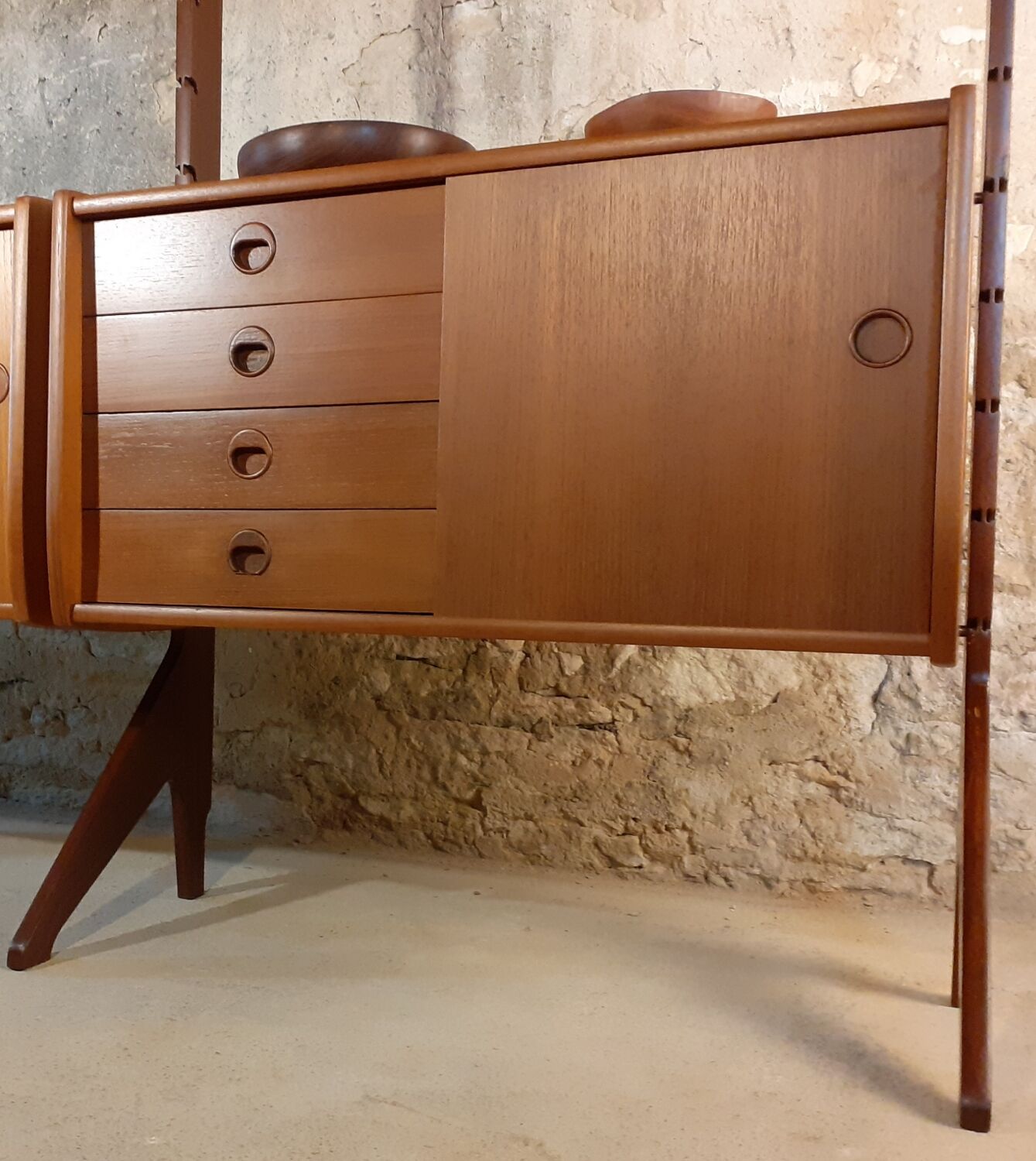 Self-supporting teak shelves ergo, vintage scandinavian 1960s