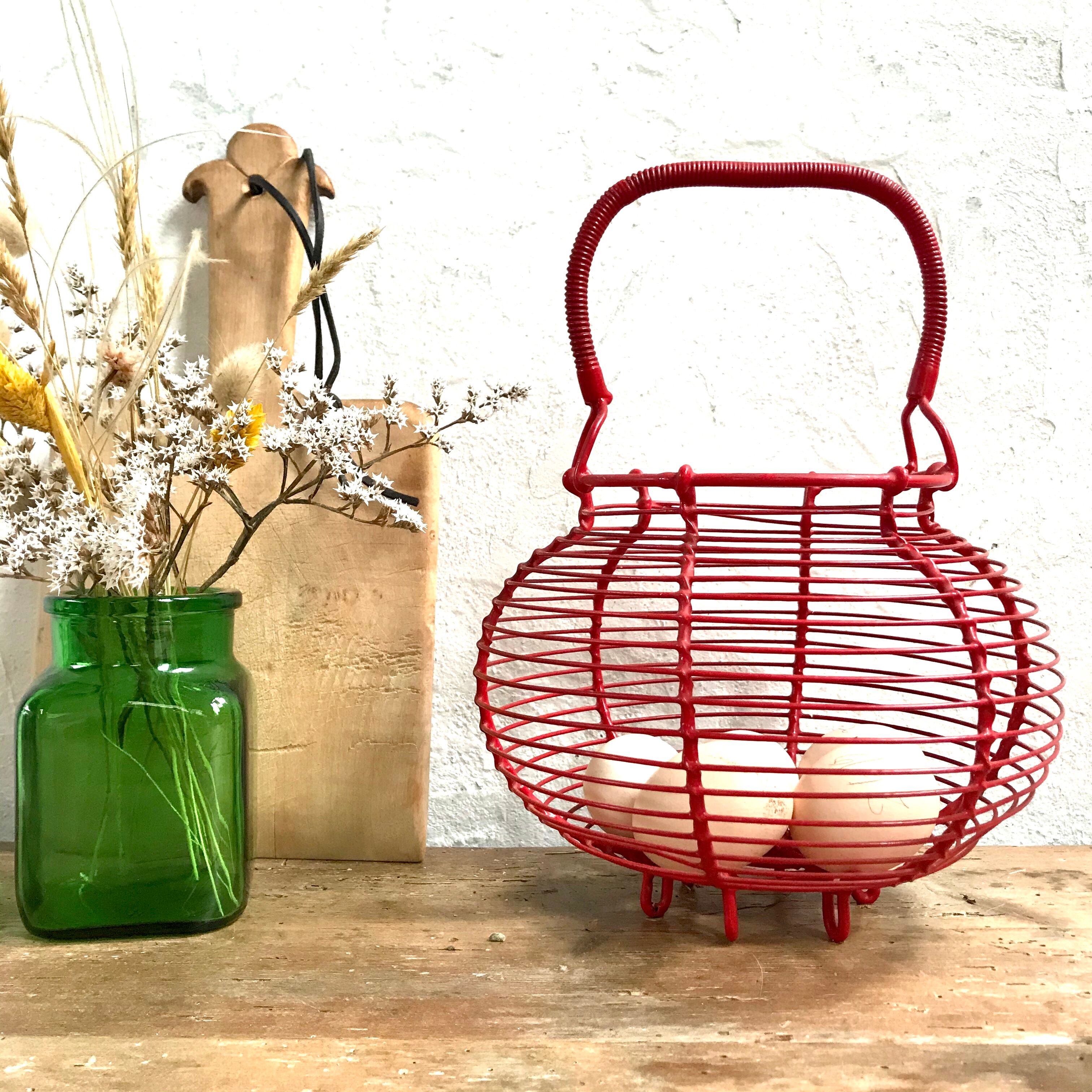 Red vintage egg basket