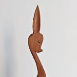 Vintage statuette in wood fawn stylized doe