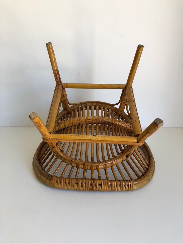 Children's rattan desk with matching chair