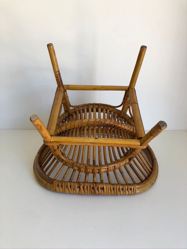 Bureau enfant en rotin avec son fauteuil