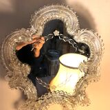 Venetian murano mirror with crystal flower