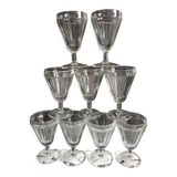 Suite of 9 old bistro wine glasses