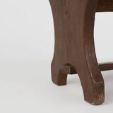Tabouret bas rustique français en bois peint, vers 1900