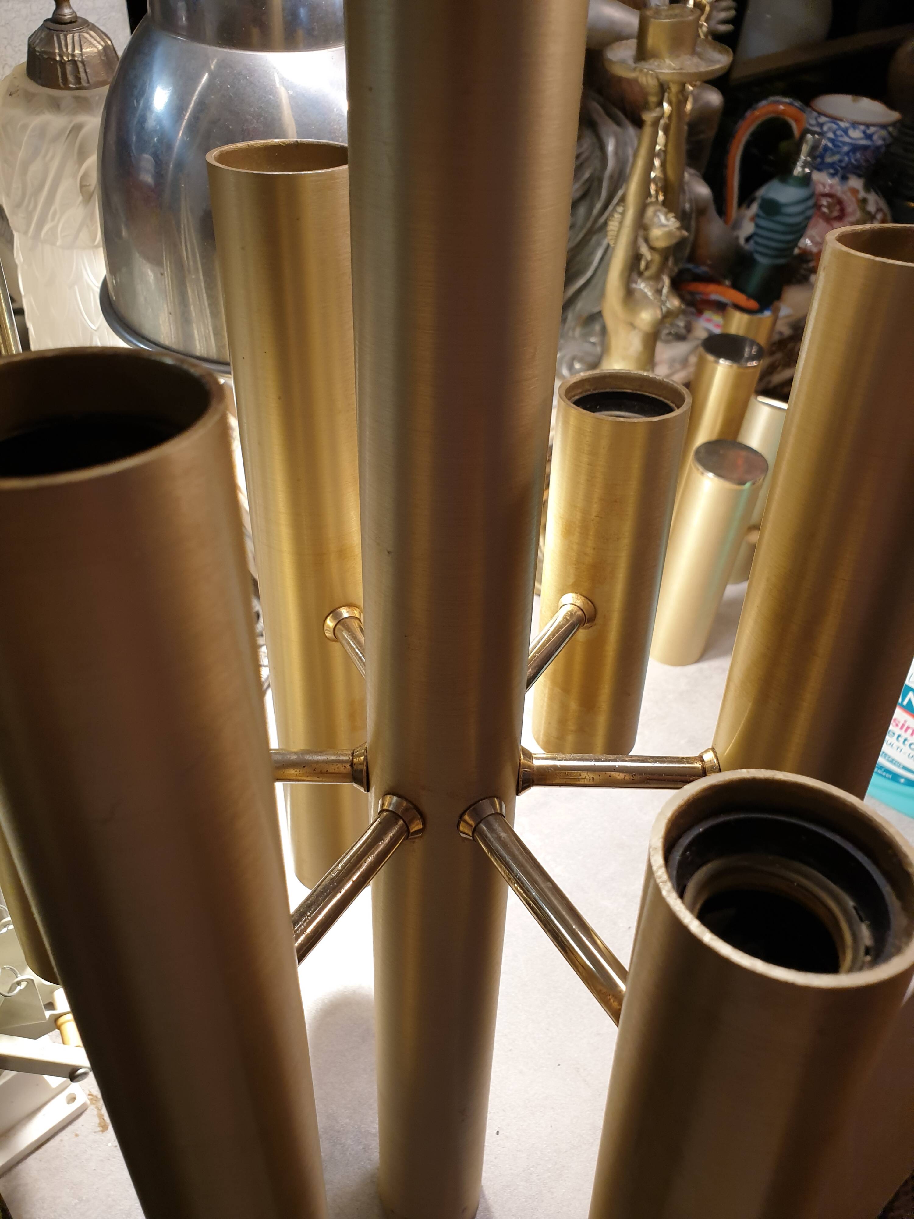 Gold metal pendant chandelier, Italy - 1970