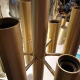 Gold metal pendant chandelier, Italy - 1970