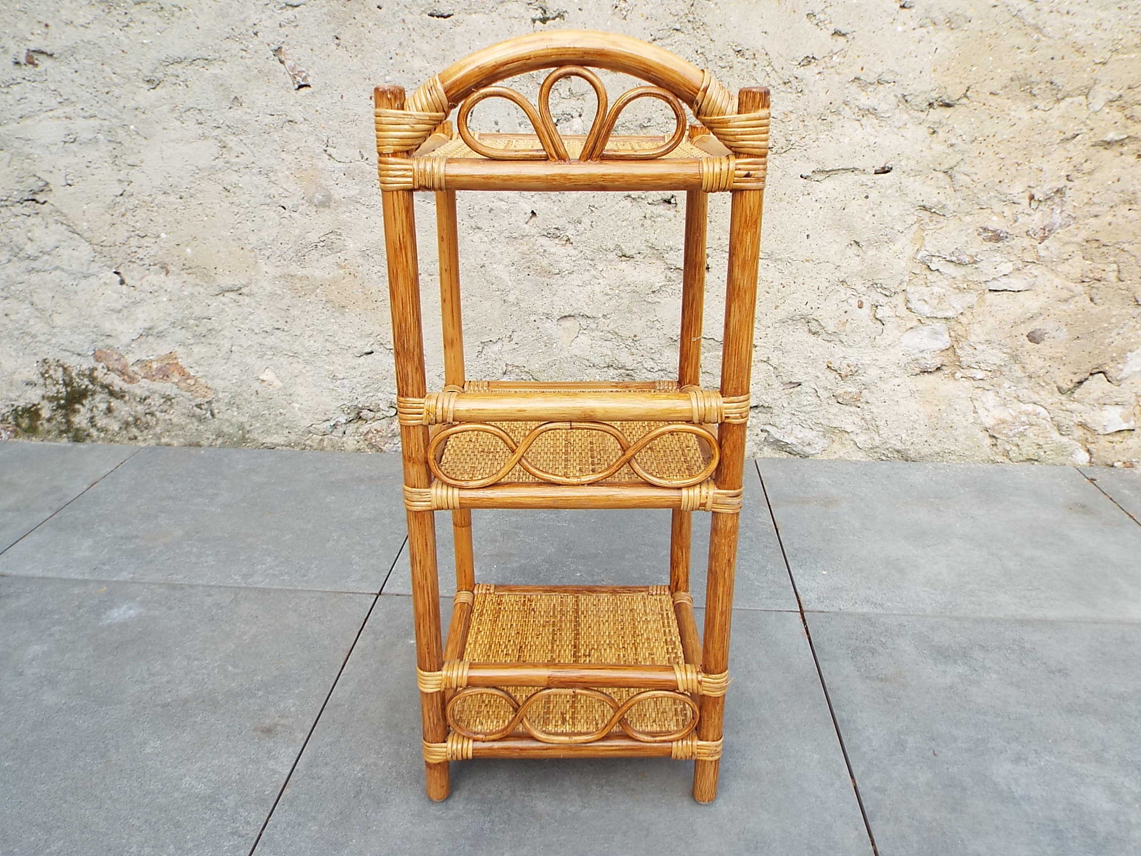 Rattan and bamboo bedside table