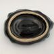 Vintage blue and black enameled ceramic trinket dish - 1960s-1970s
