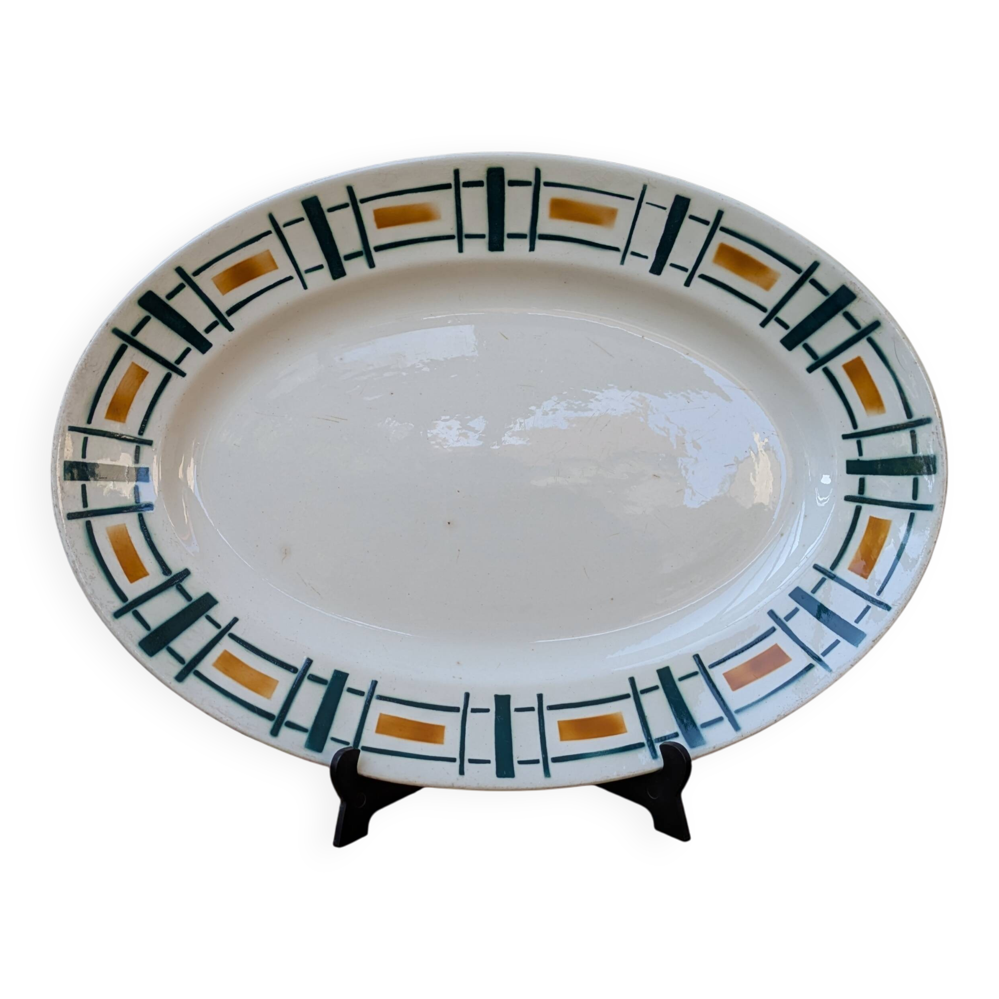 Antique Badonviller Quiberon dish – Art Deco iron earthenware