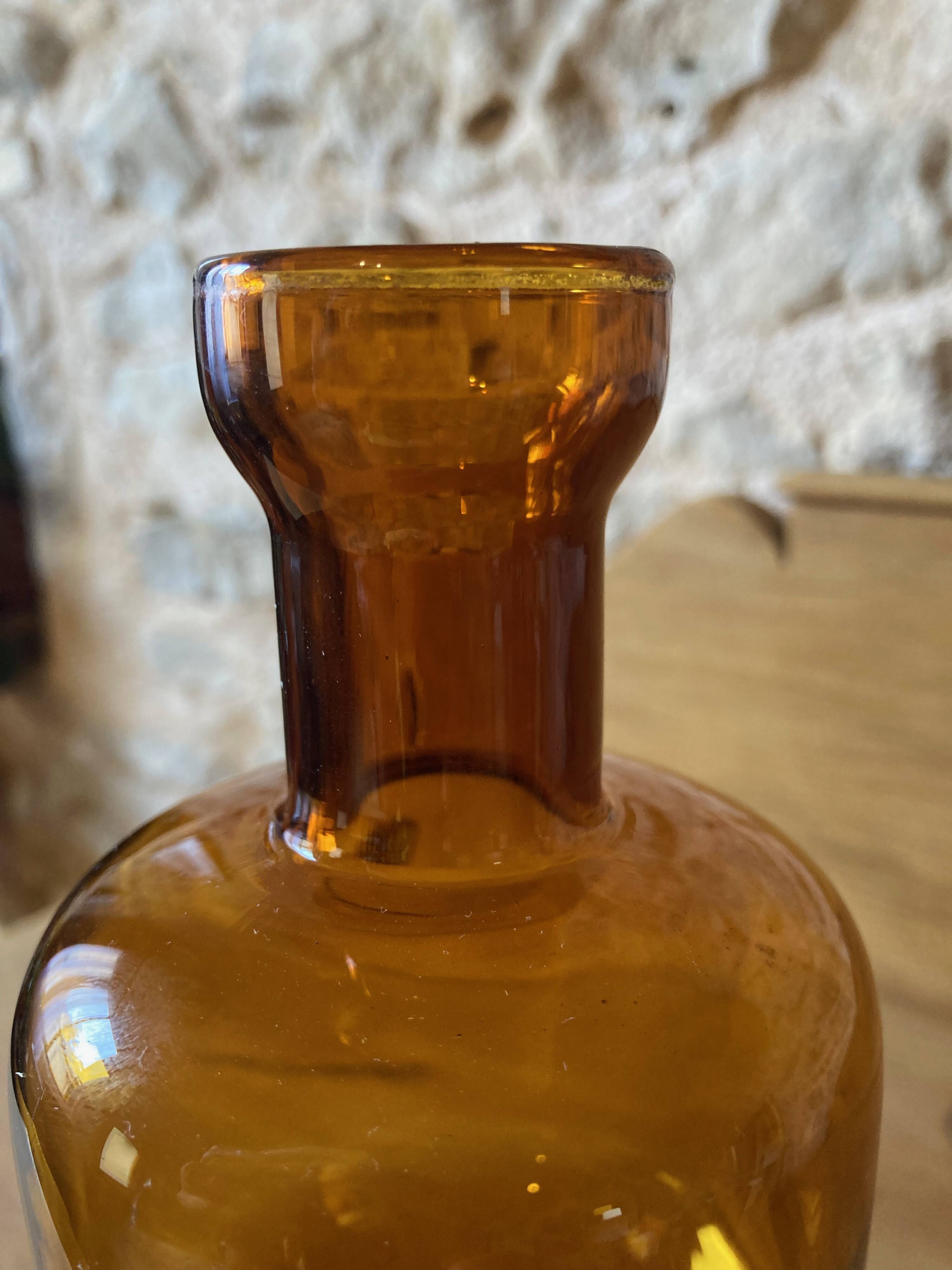 Amber glass soliflore bottle/vase, ca. 1970