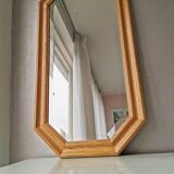 Light oak wooden mirror from the 1980s